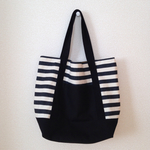 seutan様オーダー トートバッグ L （ボーダー×ブラック）
