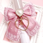 カラー変更等可能♡ キンブレリボン スモーキーピンク×白レース イニシャル付き パールドットデザイン♡