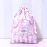 ハンドメイド ●巾着●シューズケース●上履き袋●ユニコーン×ラベンダーストライプ