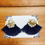 パールとデニムのピアス