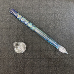 【受注製作 完成まで約2週間】ダイクロ ステンドグラス ブルー グリーン ガラスペン 濃いめ