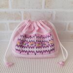 お弁当袋 小（スモック刺繍 ピンク）スモッキング
