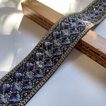 約5cm幅/刺繍リボン/シルク調/ネイビー/ワントーン