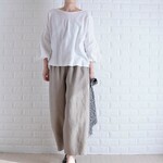 【リネンバルーンパンツ】【グレージュ】動きやすくて楽ちんな着心地　リネン100% テーパードパンツ　サーカスパンツ　