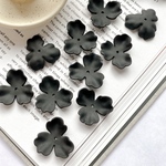 6pcs[27mm・ブラック] ３弁フラワー マット ペタル チャーム a384