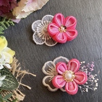 ひな祭り(濃ピンク) つまみ細工 ヘアクリップ  桃の花