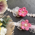 ひな祭り(濃ピンク) つまみ細工 ベビーヘアバンド 桃の花