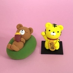【Shiba様オーダー品】招き寅とビーズクッションのくまさん