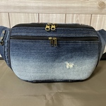 ハンドメイド　デニムリメイク　ウエストポーチ　ボディバック　ダメージ加工