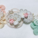 つまみ細工×リバティのヘアクリップ  67
