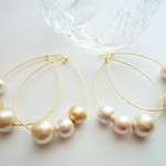 春の3色コットンパールアンバランスドロップピアス3