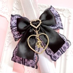 カラー変更等可能♡ キンブレリボン ラベンダーパープル×黒レース イニシャルチャーム付♡