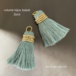 【再入荷】2pcs★volume bijou tassel・turquoise （大きなタッセルチャーム）