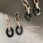 【NEW】4pcs★triple gold chain・black（チェーンチャーム）