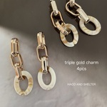 【再入荷】4pcs★triple gold chain・ivory（チェーンチャーム）