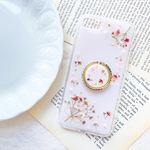 iPhoneケース　スマホケース　Android 全機種　GALAXY Xperia AQUOS ピンクのかすみ草ブーケ　ブラウン　春　押し花
