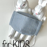 ★KIDSsize★デニム調ストライプブルー柄●高級晒とダブルガーゼのちっちゃな三日月マスク【送料無料】
