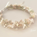ベージュ×グリーン  ♡ ベビー キッズ ♡ 花冠 