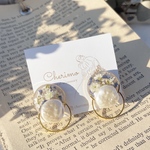新作♡重ねフープ×パール×くすみグレージュ ドライフラワー レジン イヤリング　ピアス