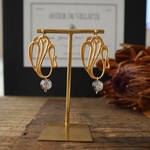 真鍮 アート パーツ × ヴィンテージ ツートン ビーズ の ピアス イヤリング