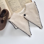 【名入れ可】Big Collar bib (black pompon)