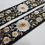 HANACAFEオリジナルカラー【1mカット済み】シルク　インド刺繍リボン   【ブラック】