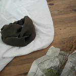 ヘアターバン (結び) ☆ リブニット カーキ