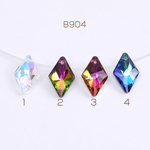 B904-4  6個  ガラスチャーム ひし形カット 1穴 12×19mm  3X（2ヶ）