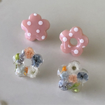 𝕜𝕦*𝕞𝕠𝕞𝕠𖦥⚘𖡡春の水玉 お花のかたち ブリスフルピンクカラー レジン  フラワー ピアス