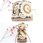2wayタイプ　黒　ベージュ　ゴールド　刺繍リボン　ビジュー　マジェステ　ヘアカフス　かんざし　髪飾り　リボンラップ　ラップポニー　インド刺繍