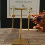 フランス ヴィンテージ の クリア ボタン と 真鍮 の ピアス イヤリング 