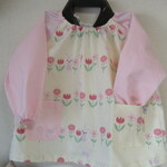 うさぎさんとお花♪クリームイエローのスモック■サイズ100