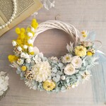 【特集掲載】Lune Bonheur＜muguet et mimosa＞＊受注制作＊ミモザ＊スズラン＊ハーフムーンリース＊プリザーブドフラワー＊お花＊ギフト＊結婚祝い＊新築祝い＊お誕生日祝い＊新年