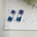●レジン　ドライフラワー　かすみ草　パープル　ピアス・ノンホールピアス（イヤリング）金属アレルギー対応