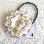 花びらいっぱい春のお花ヘアゴム（黄×紫）