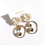 flower cabochon × gold ring pierce / earring