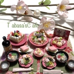 hand made  ミニチュア　ドールハウス　桃の節句　ひな祭りセット