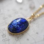 紺青色 竜の炎 大粒 シンプルネックレス 18×13mm ゴールドカラー
