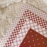 【ノベルティ兼用】A4両面デザインペーパー♡ブラウン系mini heart dot&シェパードチェック/チェック2種計12枚