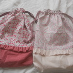 いちご柄の大きめお着替え袋*アシュテッド*レッド