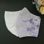 福袋2022Ｕ白オーガンジー🌹薔薇刺繍とチュールレースマスク2枚セット 