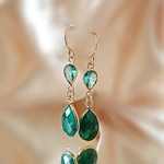 14KGF/ EMERALD HYDRO APATITE EARRINGS