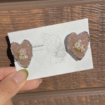 新作♡バレンタイン限定♡ハート×ブラウン×ドライフラワー  イヤリング　ピアス