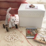 箱入り＊ネコちゃんプルトイ＊白ネコちゃん＊Sweet Kitten On Wheels＊ピンク色のリボン