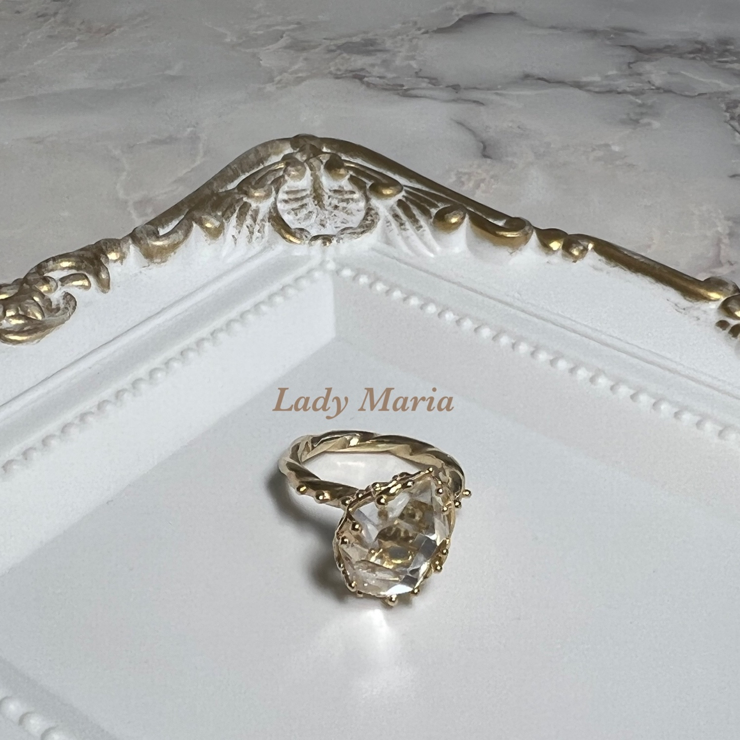 LMR23 ハーキマーダイヤモンド 原石 リング シルバー silver(K18GP