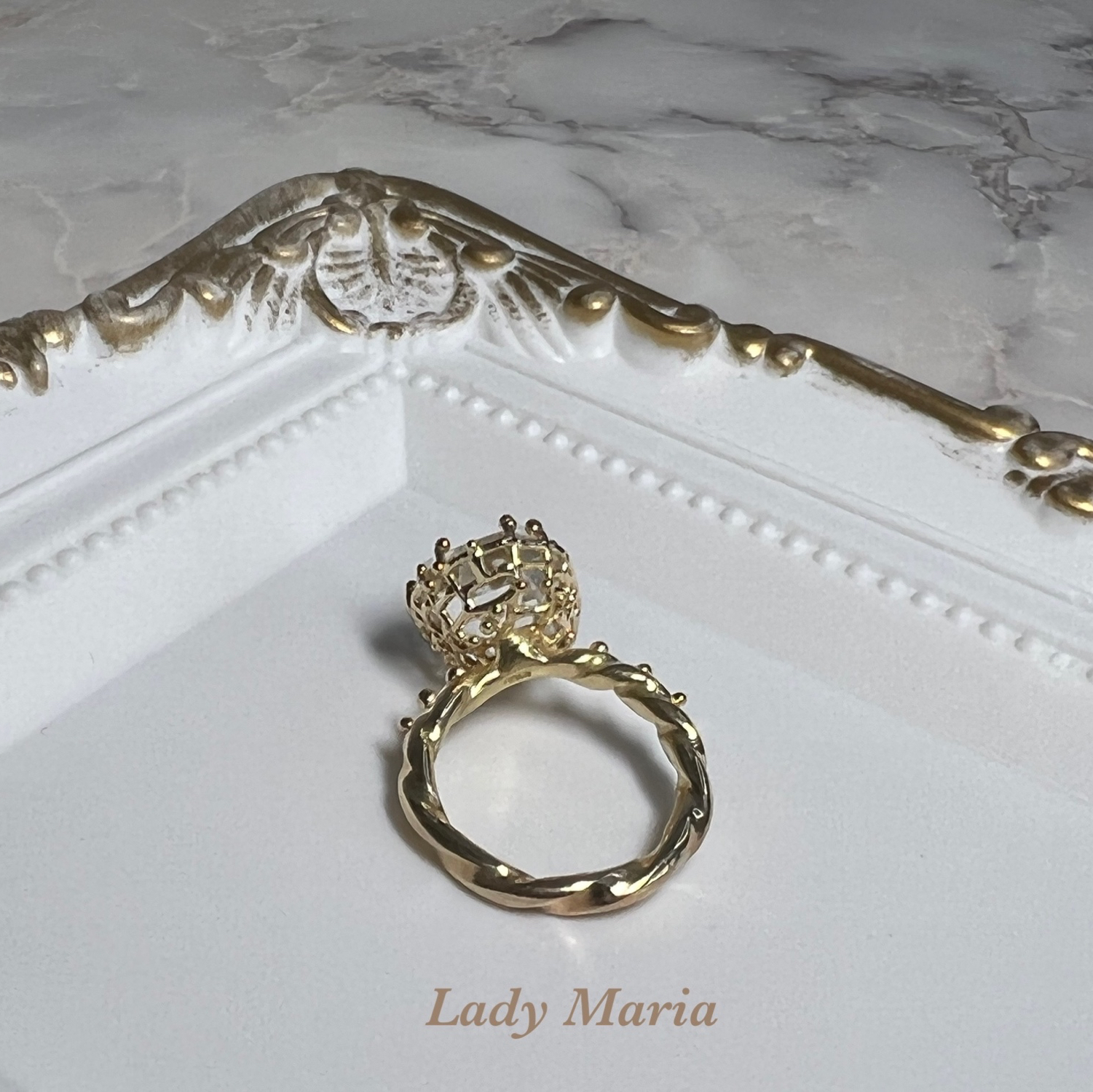 希少な石。ラグジュアリーリング ＃ハーキマーダイヤモンド ハーキマーダイヤモンドの14kgfリング アメリカ・ニューヨーク産