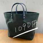 大きめパラフィン帆布トートバッグ　革持ち手　濃い緑021