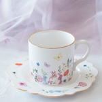 〖 うさぎとお花のフリルカップ&ソーサー〗ティータイム　コーヒーカップ 食器セット