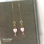 ◆感謝価格◆ピンクパールのロングなハートピアス（イヤリング）