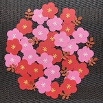 クラフトパンチ　梅　梅の花　赤色　もも色　フラワー  アルバム素材　保育園　幼稚園